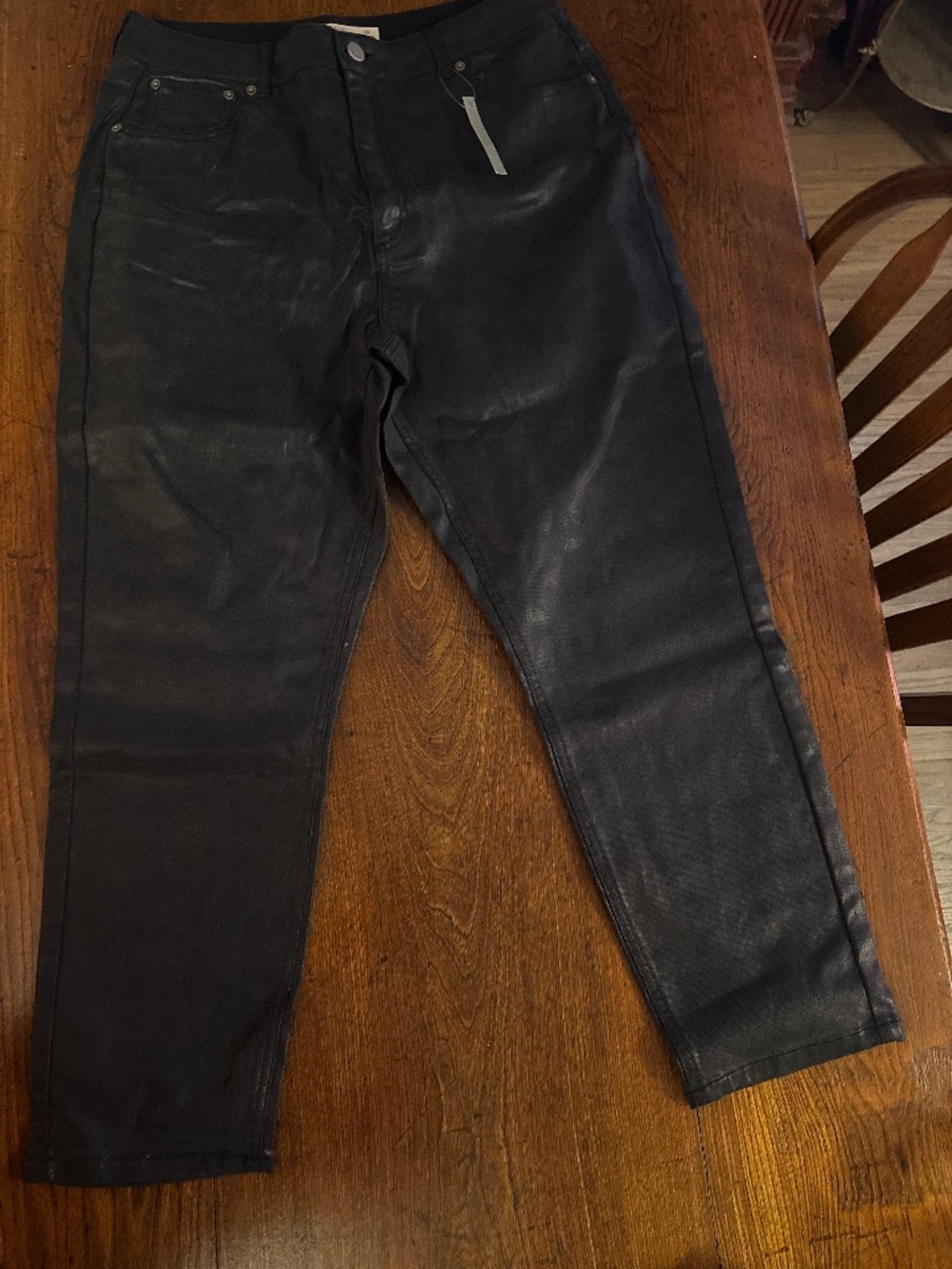 NWT ASOS curve coated black denim skinny jeans UK 18/ US 14, 32 waist